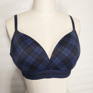 Victoria's Secret PINK Plaid Blue and Black Women's Padded Bra
